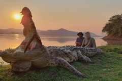 Crocodile hunting in Mozambique.